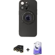 BUTİMAR'S iPhone 13 Pro Max Eksen Klasik Prime - Siyah Bilvis 5in1 5d Magic Hayalet Cam Ekran Koruyucu + Gold Raze Metal Kamera Lens
