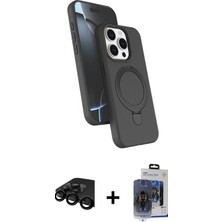 BUTİMAR'S iPhone 15 Pro Max Iz Işık Koleksiyonu - Siyah Vanessa Magic Cam + Siyah Raze Metal Kamera Lens