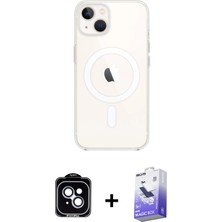 BUTİMAR'S iPhone 14 Kutup Klasik Serisi - Siyah Bilvis 5in1 5d Magic Hayalet Cam Ekran Koruyucu + Mavi Pvd Metal Kamera Lens