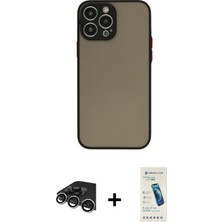 BUTİMAR'S iPhone 13 Pro Max Ahenk Çizgi Serisi - Şeffaf Pasifik Cam Ekran Koruyucu + Gümüş Raze Metal Kamera Lens