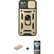 BUTİMAR'S iPhone 11 Pro Ahenk Klasik - Siyah 34D Hayalet Izgaralı Cam + Turuncu Renkli Kamera Lens Koruma Cam