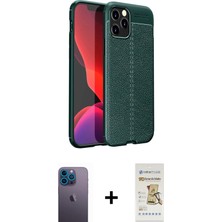 BUTİMAR'S iPhone 12 Pro Max Doruk Klasik Özel Seri - Siyah Mat Seramik Nano Ekran Koruyucu + Mavi Neon Fosforlu Kamera Lens