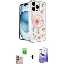 BUTİMAR'S iPhone 16 Pro Max Kozmos Doku - Siyah Bilvis 5in1 5d Magic Hayalet Cam Ekran Koruyucu + Natural Grey Raze Metal Kamera Lens