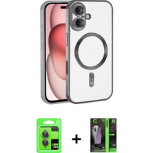BUTİMAR'S iPhone 17 Nova Işık Özel Seri - Şeffaf 360 Full Body Arka Koruyucu + Gri Raze Metal Kamera Lens