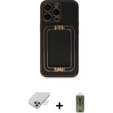 BUTİMAR'S iPhone 14 Pro Max Kozmos Minimal Prime - Siyah Joko Magic 5d Hayalet Cam + Gold Band Metal Kamera Lens