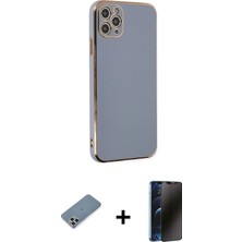 BUTİMAR'S iPhone 11 Pro Max Yankı Serisi - Siyah 3D Antistatik Hayalet Cam Ekran Koruyucu + Gümüş Metal Kamera Lens Koruma Cam