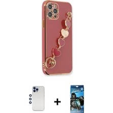 BUTİMAR'S iPhone 12 Pro Max Nova Işık Prime - Siyah 34D Izgaralı Cam + Lacivert Shine Kamera Lens