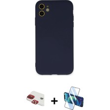 BUTİMAR'S iPhone 11 Ahenk Serisi - Siyah 3D Antistatik Cam Ekran Koruyucu + Kırmızı Pers Alüminyum Kamera Lens