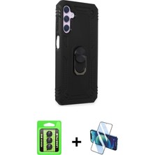 BUTİMAR'S Galaxy A24 4g Ahenk Klasik Koleksiyonu - Siyah 3D Antistatik Cam Ekran Koruyucu + Siyah Raze Metal Kamera Lens