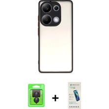 BUTİMAR'S Redmi Note 13 Pro 4g Ahenk Çizgi Serisi - Şeffaf Pasifik Cam Ekran Koruyucu + Siyah Raze Metal Kamera Lens