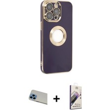 BUTİMAR'S iPhone 13 Pro Max Iz Form Serisi - Siyah Bilvis 3D Mat Cam Ekran Koruyucu + Mavi Rainbow Kamera Lens Koruma Cam