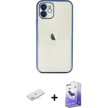 BUTİMAR'S iPhone 12 Vadi Minimal - Siyah Bilvis 5in1 5d Magic Hayalet Cam Ekran Koruyucu + Sarı Renkli Kamera Lens Koruma Cam