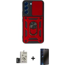 BUTİMAR'S Galaxy S24 Ahenk Klasik - Siyah 3D Antistatik Hayalet Cam Ekran Koruyucu + Derin Mor Bilvis Titan Kamera Lens