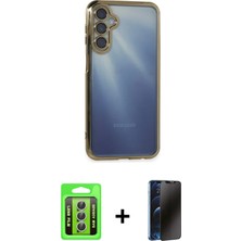 BUTİMAR'S Galaxy A35 5g Vadi Minimal - Siyah 3D Antistatik Hayalet Cam Ekran Koruyucu + Gümüş Raze Metal Kamera Lens