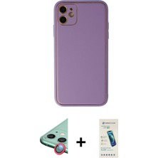 BUTİMAR'S iPhone 12 Yadigar Klasik - Şeffaf Pasifik Cam Ekran Koruyucu + Kırmızı Raze Metal Kamera Lens