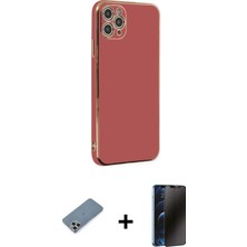 BUTİMAR'S iPhone 11 Pro Max Yankı Serisi - Siyah 3D Antistatik Hayalet Cam Ekran Koruyucu + Gümüş Metal Kamera Lens Koruma Cam