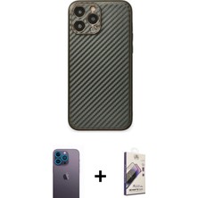 BUTİMAR'S iPhone 13 Pro Max Ahenk Işık - Siyah Bilvis 3D Mat Cam Ekran Koruyucu + Mavi Neon Fosforlu Kamera Lens