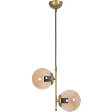 Fer Avize Vitaly 2 Li Modern Spor Eskitme Renk Bal Camlı Salon - Mutfak - Yatak Odası Eskitme Avize