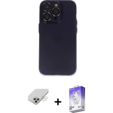 BUTİMAR'S iPhone 14 Pro Max Ufuk Minimal Özel Seri - Siyah Bilvis 5in1 3D Magic Cam Ekran Koruyucu + Gold Band Metal Kamera Lens