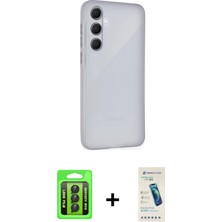 BUTİMAR'S Galaxy A25 5g Atlas Minimal Prime - Şeffaf Pasifik Cam Ekran Koruyucu + Siyah Raze Metal Kamera Lens