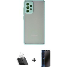 BUTİMAR'S Galaxy A72 Ahenk Çizgi Serisi - Siyah 3D Antistatik Hayalet Cam Ekran Koruyucu + Şeffaf Kamera Lens Koruma Cam