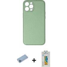 BUTİMAR'S iPhone 12 Pro Yadigar Klasik - Siyah Polymer Nano Ekran Koruyucu + Mavi Shine Kamera Lens Koruma Cam