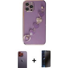 BUTİMAR'S iPhone 12 Pro Nova Işık Prime - Siyah 3D Antistatik Hayalet Cam Ekran Koruyucu + Turuncu Neon Fosforlu Kamera Lens
