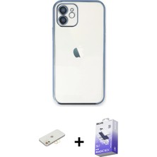 BUTİMAR'S iPhone 12 Vadi Minimal - Siyah Bilvis 5in1 5d Magic Hayalet Cam Ekran Koruyucu + Sarı Renkli Kamera Lens Koruma Cam