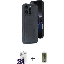 BUTİMAR'S iPhone 16 Pro Max Yörünge Işık Serisi - Siyah Joko Magic 5d Hayalet Cam + Titanyum Gri Bilvis Titan Kamera Lens