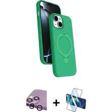 BUTİMAR'S iPhone 14 Iz Işık Koleksiyonu - Siyah 3D Antistatik Cam Ekran Koruyucu + Mor Raze Metal Kamera Lens