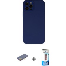 BUTİMAR'S iPhone 12 Pro Max Çekirdek Modern Serisi - Siyah 5d Eko Cam Ekran Koruyucu + Sarı Renkli Kamera Lens Koruma Cam