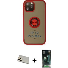 BUTİMAR'S iPhone 12 Pro Yörünge Çizgi - Siyah 360 Mat Full Body Arka Koruyucu + Gold Rainbow Kamera Lens Koruma Cam