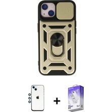 BUTİMAR'S iPhone 14 Ahenk Klasik - Siyah Bilvis 5in1 3D Magic Cam Ekran Koruyucu + Mavi Shine Kamera Lens