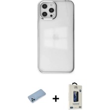 BUTİMAR'S iPhone 12 Pro Max Doruk Doku Prime - Siyah Bilvis Hayalet Cam Ekran Koruyucu + Mavi Shine Kamera Lens Koruma Cam