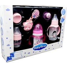 BabyTime 5'li Pembe Biberon Ve Emzik Seti 150 ml Plastik Malzeme İle Yenidoğan Kız Çocuklar İçin