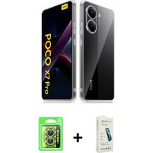 BUTİMAR'S Poco X7 Pro Zirve Doku - Şeffaf Pasifik Cam Ekran Koruyucu + Gümüş Raze Metal Kamera Lens