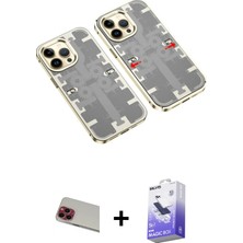 BUTİMAR'S iPhone 13 Pro Max Ufuk Doku Prime - Siyah Bilvis 5in1 5d Magic Hayalet Cam Ekran Koruyucu + Kırmızı Rainbow Kamera Lens Koruma Cam