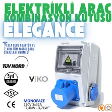 Hgsşarj ''Elegance'' 7,4kW 3x32A Monofaze Elektrikli Araç Kombinasyon Kutusu, Tesla Mavi Adaptör Uyumlu, V i k o/P a n a s o n i c