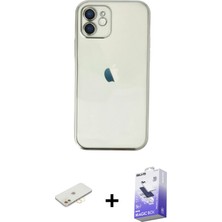 BUTİMAR'S iPhone 12 Vadi Minimal - Siyah Bilvis 5in1 5d Magic Hayalet Cam Ekran Koruyucu + Sarı Renkli Kamera Lens Koruma Cam