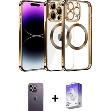 BUTİMAR'S iPhone 13 Pro Max Pusula Form - Siyah Bilvis 5in1 3D Magic Cam Ekran Koruyucu + Beyaz Neon Fosforlu Kamera Lens