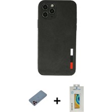 BUTİMAR'S iPhone 11 Pro Doruk Asil Koleksiyonu - Siyah Polymer Nano Ekran Koruyucu + Pembe Shine Kamera Lens Koruma Cam