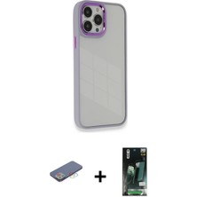 BUTİMAR'S iPhone 13 Pro Eksen Doku Prime - Şeffaf 360 Full Body Arka Koruyucu + Mavi Renkli Kamera Lens Koruma Cam