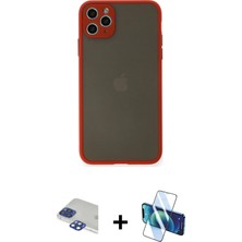 BUTİMAR'S iPhone 11 Pro Max Ahenk Çizgi Serisi - Siyah 3D Antistatik Cam Ekran Koruyucu + Lacivert Pers Alüminyum Kamera Lens