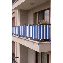 Devrim Olivya Tekstil Mavi-Beyaz Bağcıklı Balkon Perdesi Demir Kapama Gizlilik Sağlayan Dayanıklı Branda