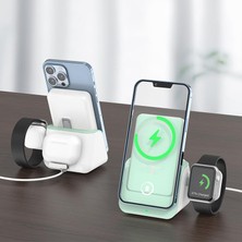 Kablosuz Powerbank Magsafe Uyumlu Büyük Güç Kaynağı ve Şarj Seti 10000 Mh Stand Olabilir Cep Telefonu Tablet Saat Kulaklık Mac Şarj Edebilir Portatif Sökülüp Tek Tek Kullanılabilir (Zümrüt Yeşil)