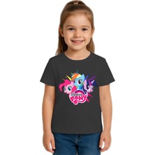 Sedirli Unisex My Little Pony Baskılı Çocuk Tişört Pamuklu Penye Kumaş