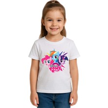 Sedirli Unisex My Little Pony Baskılı Çocuk Tişört Pamuklu Penye Kumaş