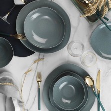 Kütahya Porselen Soho 24 Parça Mavi Yemek Takımı 6 Kişilik Porselen Malzeme ile Düz Tema