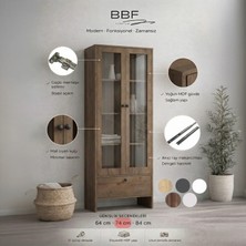 Modern Design Barok Cam Kapaklı Modern Kitaplık ve Vitrin Dolap – Çekmeceli, Çok Amaçlı Saklama Ünitesi