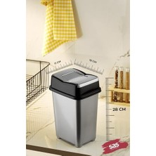 Dolap Içi Çöp Kovası Pratik Kapak Banyo Mutfak Girdap Çöp Kovası Gri 5 Litre